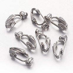Platinum Brass Clip-on Earring Converters Findings, for Non-Pierced Ears, Platinum, 19x6x9mm, Hole: 1mm