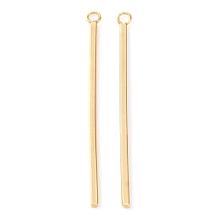 Настоящее золото 24K 304 подвески из нержавеющей стали, прямоугольник / бар, реальный 24 k позолоченный, 43x1.5x1.5 мм, отверстие : 2 мм