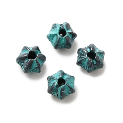 Античный Бронзовый Зеленый Сплавочные овальные бусины тибетского стиля , без кадмия, без никеля и без свинца, долговечный, античная бронза и зеленая патина, 8.5x7.5x6 мм, отверстие : 2 мм