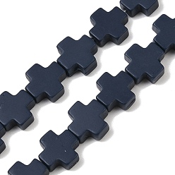 Прусский Синий Синтетические коралловые бусины ниток, окрашенные, крестик, берлинская лазурь, 9x9x4 мм, отверстие : 1.2 мм, около 35 шт / нитка, 12.99'' (33 см)