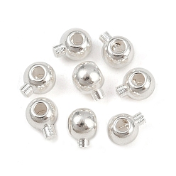 Посеребрённый Зажимные бусины из латуни, без кадмия и без свинца, круглые, 925 серебро покрытием, 3.5x3x3 мм, отверстие : 1 мм