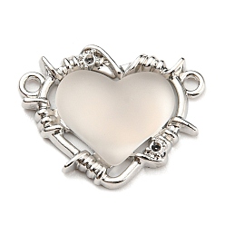 Platinum Alloy Connector Rhinestone Settings, with Translucent Resin, Heart Links, Platinum, Fit for 1mm Rhinestone, 19x24x6.5mm, Hole: 1.6mm