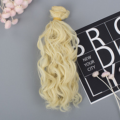 Light Goldenrod Yellow High Temperature Fiber Long Instant Noodle Curly Hairstyle Doll Wig Hair, for DIY Girl BJD Makings Accessoriess, Light Goldenrod Yellow, 150mm