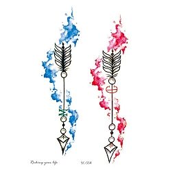 Coloré Autocollants en papier de tatouages temporaires amovibles à motif de plumes, colorées, 15x10.5 cm