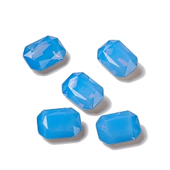 Air Blue Opal Opal Style K9 Glass Rhinestone Cabochons, Pointed Back & Back Plated, Octagon Rectangle, Air Blue Opal, 14x10x5.5mm