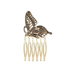 ancient golden Cute Butterfly and Wind Hair Comb - Metal Forest Series
