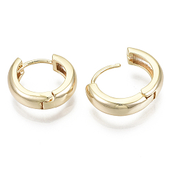 Real 18K Gold Plated Brass Huggie Hoop Earrings, Nickel Free, Ring, Real 18K Gold Plated, 18x5mm, Pin: 1.5x1mm