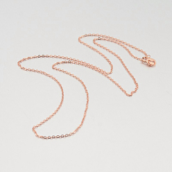 Rose Gold 925 Sterling Silver Cable Chain Necklaces, with Spring Ring Clasps, Thin Chain, Rose Gold, 457x1mm