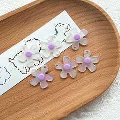 Lilac Cellulose Acetate(Resin) Pendants, Translucent Flower Charms, Lilac, 20x20mm