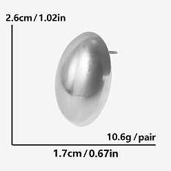 Нержавеющая Сталь Цвет 304 овальные серьги-гвоздики из нержавеющей стали, цвет нержавеющей стали, 26x17 мм