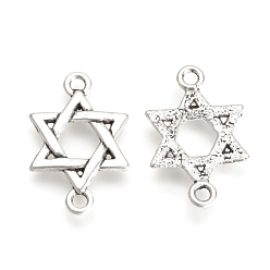 Античное Серебро Соединители из сплава в тибетском стиле, сердце, без кадмия и без свинца, античное серебро, 25.5x16.5x1.5 мм, Отверстие : 2.5 мм , около 680 шт / 1000 г