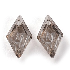 Satin Embossed Glass Rhinestone Pendants, Rhombus, Faceted, Satin, 13x8x4.2mm, Hole: 1.2mm
