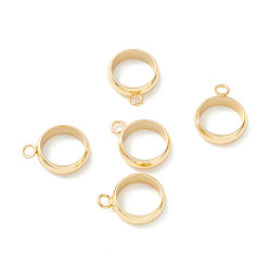 Real 18K Gold Plated 201 Stainless Steel Tube Bails, Loop Bails, Ring Bail Beads, Real 18K Gold Plated, 13x10x3mm, Hole: 1.8mm