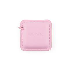 Pink PU Leather Metric & Imperial Soft Tape Measure, for Body, Sewing, Tailor, Clothes, Square with Logo, Pink, 0.7x0.7cm, about 1.5m(4.92 feet)/roll