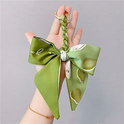 Green pear Милый шарф с фруктовым узором и брелок для ключей с бантом - креативная подвеска-брелок из ткани.
