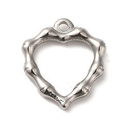 Stainless Steel Color 304 Stainless Steel Hollow Pendants, Textured Heart Charms, Stainless Steel Color, 22.5x20x3mm, Hole: 2mm