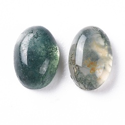 Moss Agate Natural Moss Agate Cabochons, Flat Back, Oval, 7.5x5.5x3mm