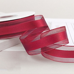 FireBrick Polyester Organza Ribbons, Garment Accessories, Gift Wrapping Ribbon, FireBrick, 1 inch(25mm), about 49.21 Yards(45m)/Roll