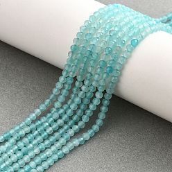 Амазонит Природных амазонит бисер нитей, граненые, круглые, 3 мм, отверстие : 0.5 мм, около 137 шт / нитка, 15.35'' (39 см)