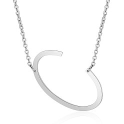 Letter C 201 Stainless Steel Initial Pendants Necklaces, with Cable Chains, Letter, Letter.C, 17.3~18.3 inch(44~46.5cm)x1.5mm, LetterC: 37x21x1mm
