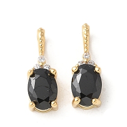 Черный Латунные микро проложить кубического циркония подвески, овальные амулеты, без кадмия и без свинца, долговечный, стойки покрытие, чёрные, 15x5x4 мм, отверстие : 3x2 мм