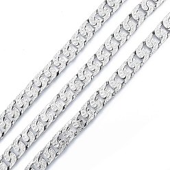 Platinum Hammered Alloy Curb Chains, Cadmium Free & Nickel Free & Lead Free, with Spool, Soldered, Platinum, 17x11x3.5mm, about 32.81 Feet(10m)/Roll