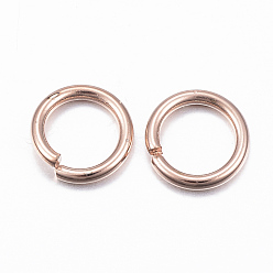 Rose Gold 304 Stainless Steel Jump Rings, Open Jump Rings, Rose Gold, 8x1.2mm, Inner Diameter: 6mm