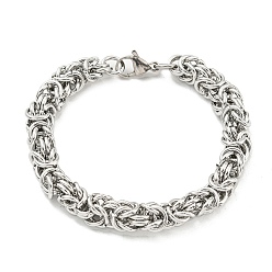 Stainless Steel Color 304 Stainless Steel Byzantine Chain Bracelet, Stainless Steel Color, 8 inch(20.3cm)