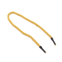 Yellow 3-Ply Polyester Cords, Twisted Rope, with Black Plastic Cord End, for DIY Gift Bagd Rope Handle Making, Yellow, 365x4.5mm