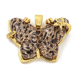 Верблюжий Подвеска-бабочка с подвеской из латуни и циркония, cmолой, долговечный, без свинца и без кадмия, реальный 18 k позолоченный, верблюжие, 19.5x27.5x7 мм, отверстие : 3x4 мм