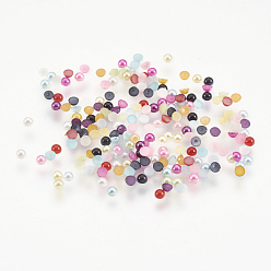 Couleur Mélangete Cabochons en plastique imitation perle abs, demi-tour, couleur mixte, 2.5x1.25mm