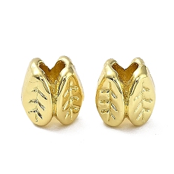 Real 18K Gold Plated Rack Plating Alloy Beads, Long-Lasting Plated, Lead Free & Cadmium Free, Leaf, Real 18K Gold Plated, 6.5x5.5x5.5mm, Hole: 2.6mm