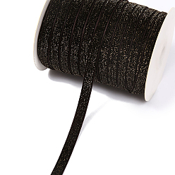 Black Single Face Velvet Ribbons with Glitter Powder, Garment Accessories, Black, 3/8 inch(10mm), 100 yards/roll