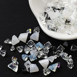 Clear Opaque & Transparent Glass Beads, Faceted Nuggets, Clear, 2~5x2.5~8x3~5mm, Hole: 1~1.4mm, about 10g/bag