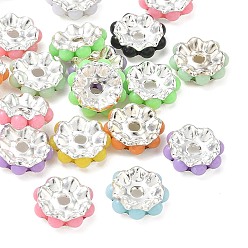 Platin Farbe Blumen-Zwischenperlen aus Messing, Kunststoff, Gemischte Farbe, Platin Farbe, 11.5x1 mm, Bohrung: 2 mm