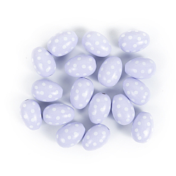 Lavender Easter Theme Printed Wood Beads, Easter Egg with Polka Dot Pattern, Lavender, 30x20mm