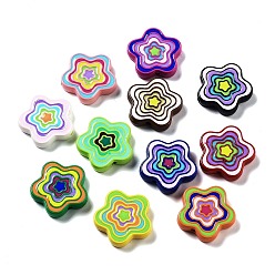 Mixed Color UV Plating Acrylic Beads, with Enamel, Iridescent, Flower, Mixed Color, 28.5x29x6mm, Hole: 2.7mm
