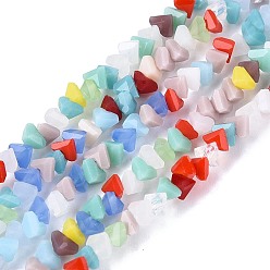Разноцветный Непрозрачное стекло бисер нитей, треугольные, граненые, красочный, 2~2.5x3.5~4x3.5~4 мм, отверстие : 0.8~0.9 мм, около 126~132 шт / нитка, 13.78~14.96'' (35~38 см)