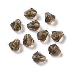 Gray Glass Imitation Austrian Crystal Beads, Faceted, Diamond, Gray, 10x9mm, Hole: 1mm