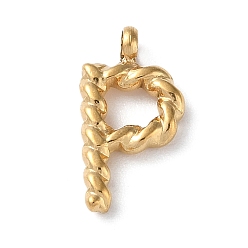 Letter P 316 Surgical Stainless Steel Pendants & Charms, Golden, Letter P, 14.5x8x2mm, Hole: 2mm
