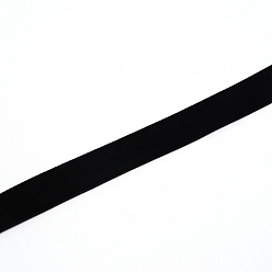 Black Chinlon Ribbon, Single Face, Flocky, Flat, Black, 15~17mm, 25 yards/roll