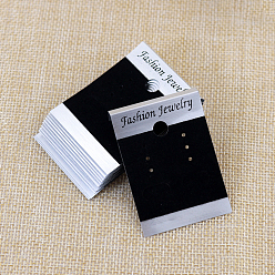 Silver PVC Earring Display Cards with Black Velvet, Rectangle, Silver, 5x3.7cm