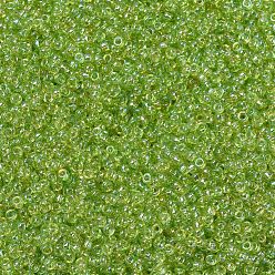 (RR258) Transparent Chartreuse AB MIYUKI Round Rocailles Beads, Japanese Seed Beads, 11/0, (RR258) Transparent Chartreuse AB, 2x1.3mm, Hole: 0.8mm, about 50000pcs/pound