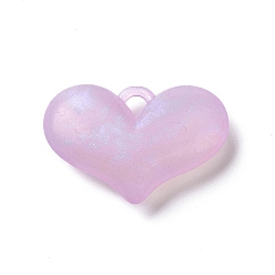 Plum Luminous Acrylic Pendants, with Glitter, Glow In The Dark, Heart Charms, Plum, 25.5x38x9.5mm, Hole: 4x4mm, about 94pcs/500g