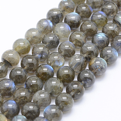Labradorite Natural Labradorite Beads Strands, Round, 9mm, Hole: 1mm, about 46pcs/strand, 15.7 inch(40cm)