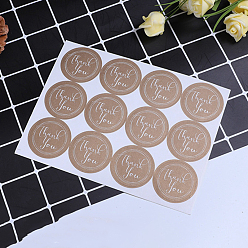 Camel Coated Paper Adhesive Stickers, Package Sealing Stickers, Round with Word Thank You, Camel, 3.5cm, 12pcs/sheet