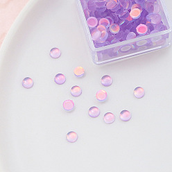 Plum Transparent Resin Cabochons, Imitation Cat Eye, for Ghost Witch Baroque Pearl Making, Half Round, Plum, 4x2mm