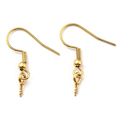 Real 18K Gold Plated 304 Stainless Steel Earring Hooks, Ear Wire with Pinch Bails, Real 18K Gold Plated, 21 Gauge, 25.5mm, Pin: 0.7mm and 1mm