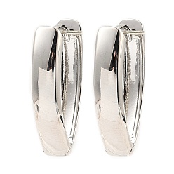 Платина Латунные серьги обруча, слеза, платина, 27x17.5x6 мм