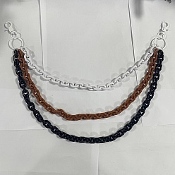 (52) Непрозрачная лаванда 3-цветная акриловая кабельная цепь 3 ремни с цепочкой из слоев для брюк, Сплав с застежками, разноцветные, 535 мм